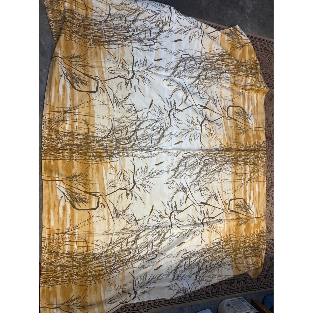 Vintage Vera Neumann Wheat Pattern Tablecloth 63x50 Yellow Brown MCM Retro